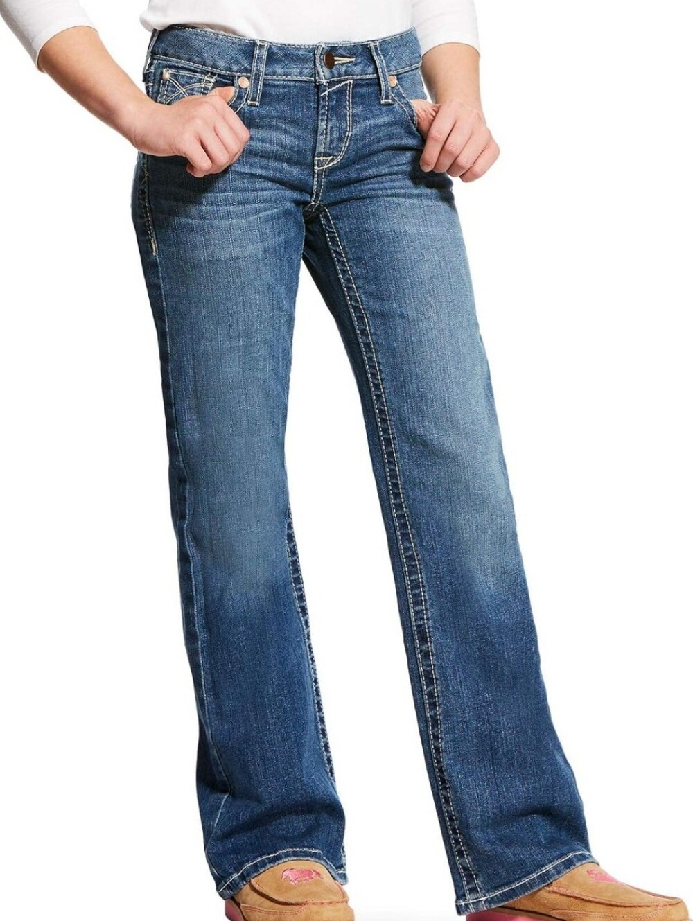 Ariat Real Denim Jeans Girls Size 16 Youth Whipstitch Boot Cut